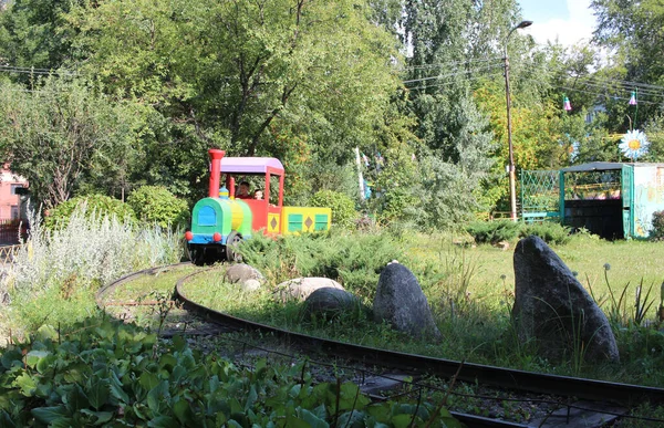 Rusia Novosibirsk 2021 Paseos Locomotora Vapor Para Niños Parque Para — Foto de Stock