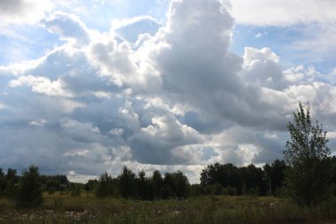 Gökyüzü ikliminde bulutlu havada yağmurlu gök gürültüsü