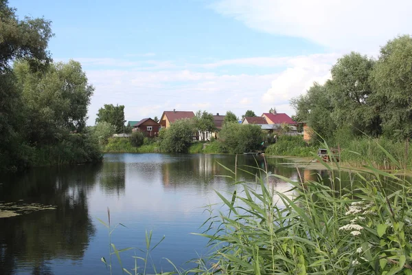 Ryssland Novosibirsk 2021 Sjö Damm För Turisternas Fritidshus Stranden Landskapet — Stockfoto