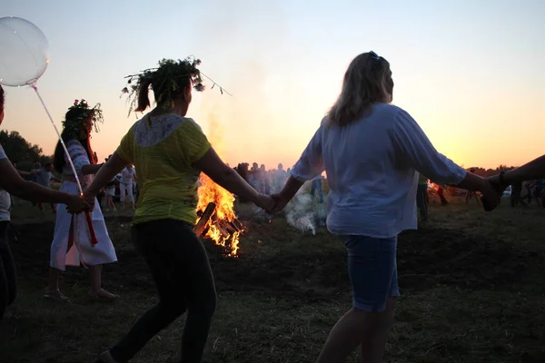 Russia Novosibirsk 2021 Pagan Religious Dance Feast Ivan Kupala Siberia — Zdjęcie stockowe