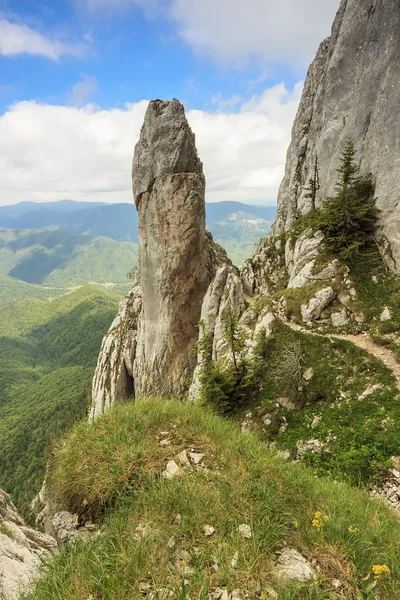 Majestic rock tower in mountains,Piatra Craiului mountains,Carpathians,Romania — Stock Photo, Image