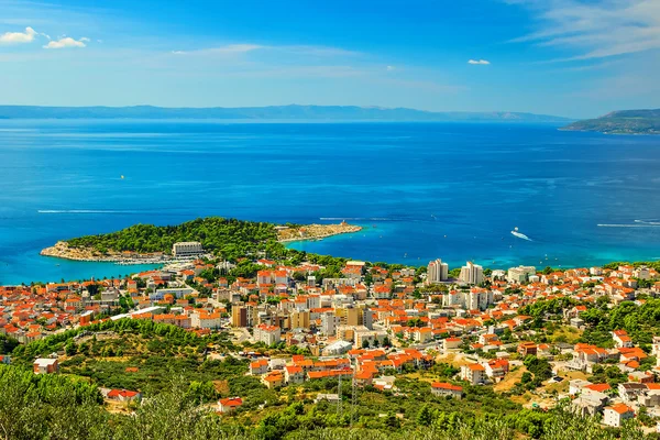 Panorama makarska ve Adriyatik Denizi, Dalmaçya, Hırvatistan — Stok fotoğraf