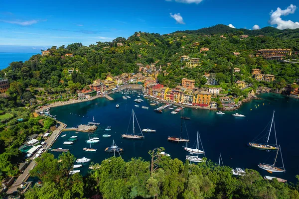 Impressionantes Férias Destino Viagem Ligúria Portofino Vista Com Coloridos Edifícios — Fotografia de Stock