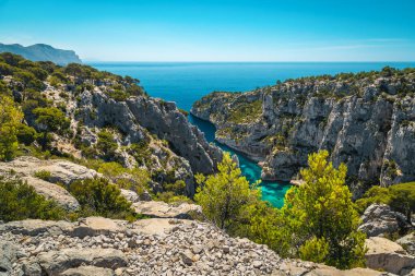 Calanques D 'En Vau körfezi, Calanques Ulusal Parkı, Cassis, Bouches-du-Rhone, Güney Fransa, Avrupa