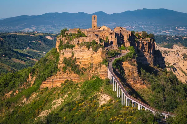 Prachtig Panoramisch Uitzicht Met Beroemde Civita Bagnoregio Middeleeuwse Dorp Kliffen — Stockfoto