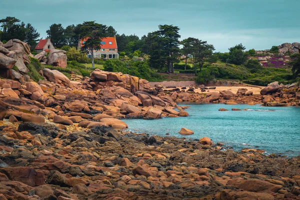 Majestic Seashore Fantastic Granite Rocks Brittany Great Excursion Travel Places — 图库照片