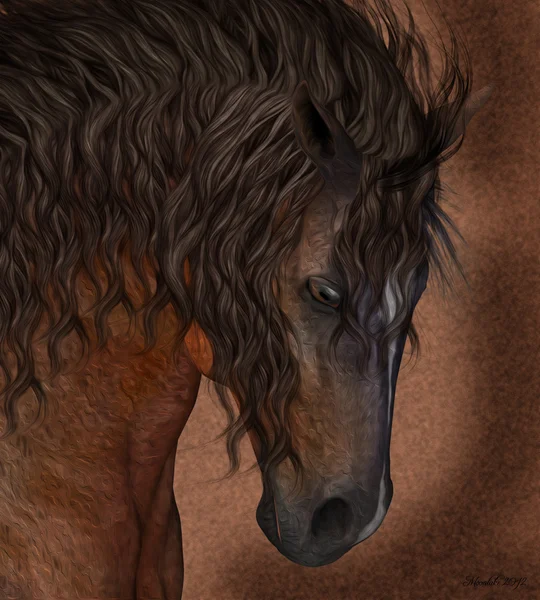 Illustrazione ritratto cavallo marrone — Foto Stock