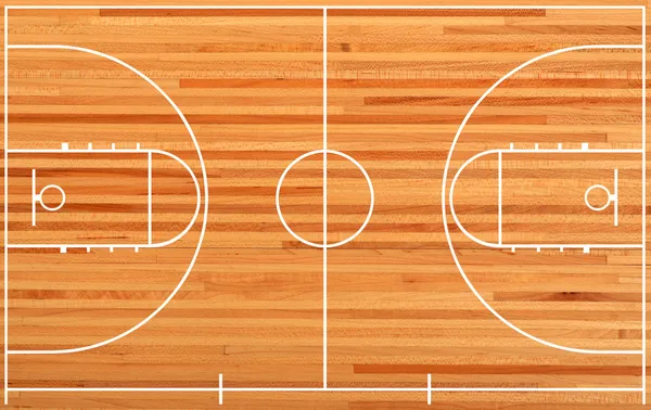 Basketbal Hof plattegrond op parket achtergrond — Stockfoto