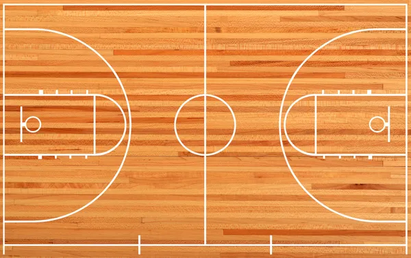 Planta de la cancha de baloncesto sobre fondo de parquet — Foto de Stock