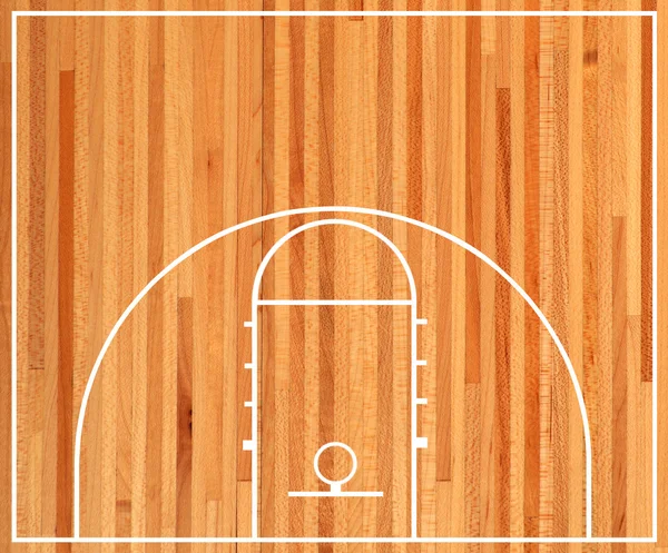 篮球法院平面图上镶木地板背景 — 图库照片