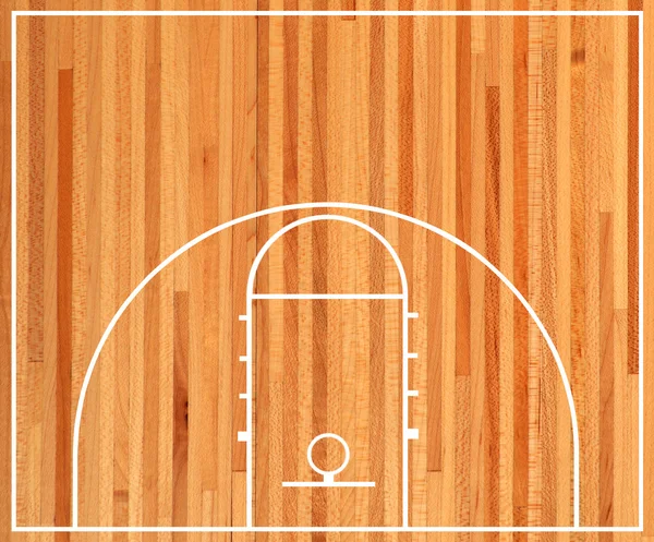 Campo de basquete plano de chão em fundo parquet — Fotografia de Stock