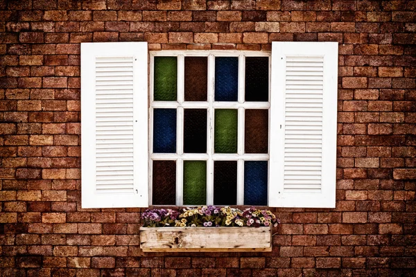 White window colorful glass — Stock Photo, Image