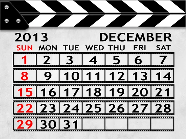 Calendar December 2013, Clapper board or slate style — Stock Photo, Image
