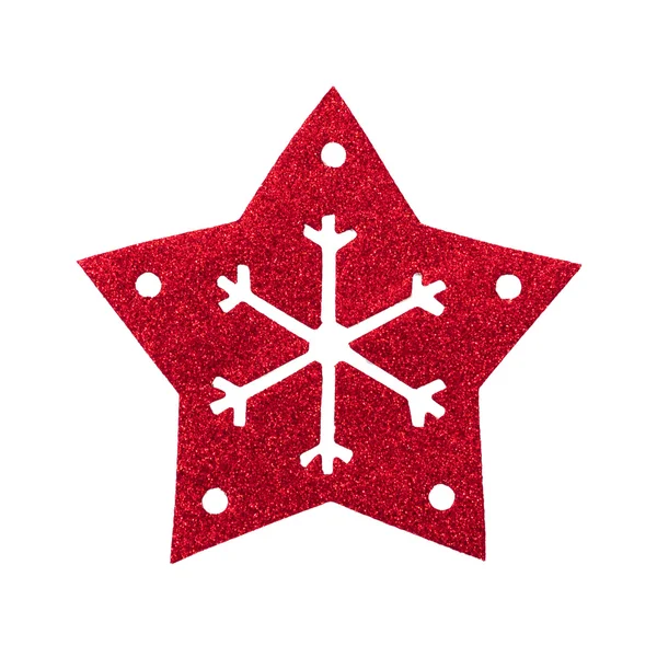 Estrela vermelha floco de neve topper árvore de Natal — Fotografia de Stock