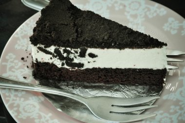 çikolata peynir pasta, kremalı pasta, vintage tarzı.