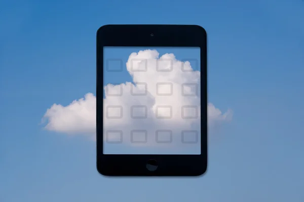 Digital tablet access to the clouds system — Stock Photo, Image
