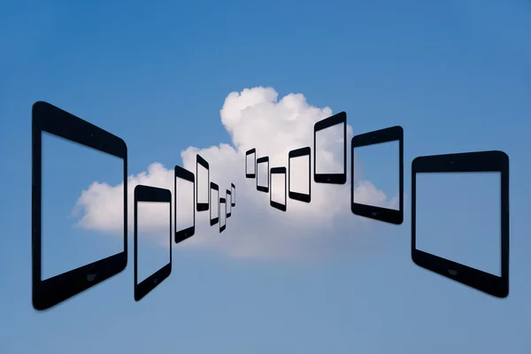 Digital tablet access to the clouds system — Stock Photo, Image