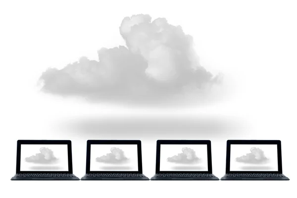 Laptop access to the clouds system — Stock Photo, Image