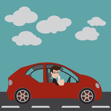 işadamı bir kırmızı araba.