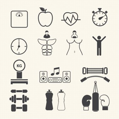 Health and Fitness icons. Vector