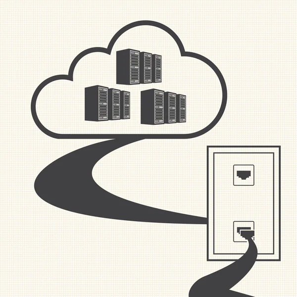 Diseño del concepto de computación en nube. Conectado a la nube. Vector — Archivo Imágenes Vectoriales