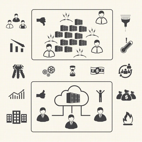 Cloud computing and Data management icons set. Vector — Stock Vector