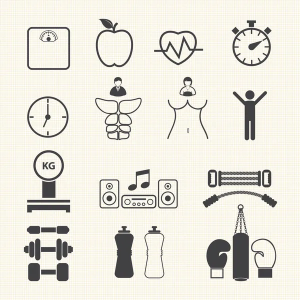 Iconos de Salud y Fitness. Vector — Archivo Imágenes Vectoriales