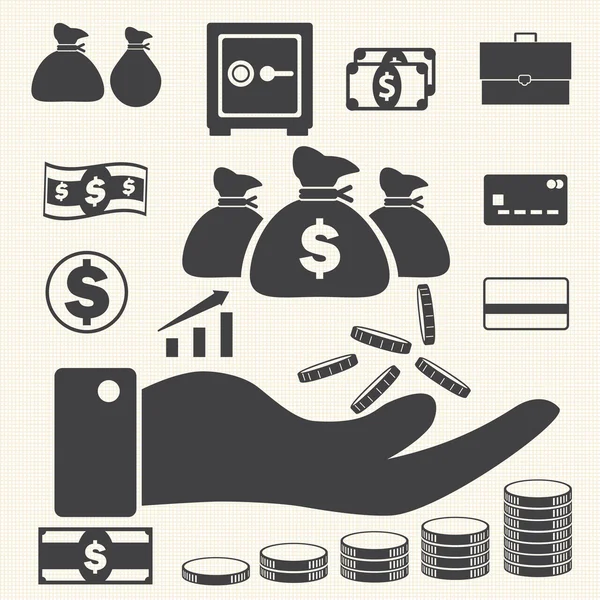 Ensemble d'icônes financières et commerciales . — Image vectorielle