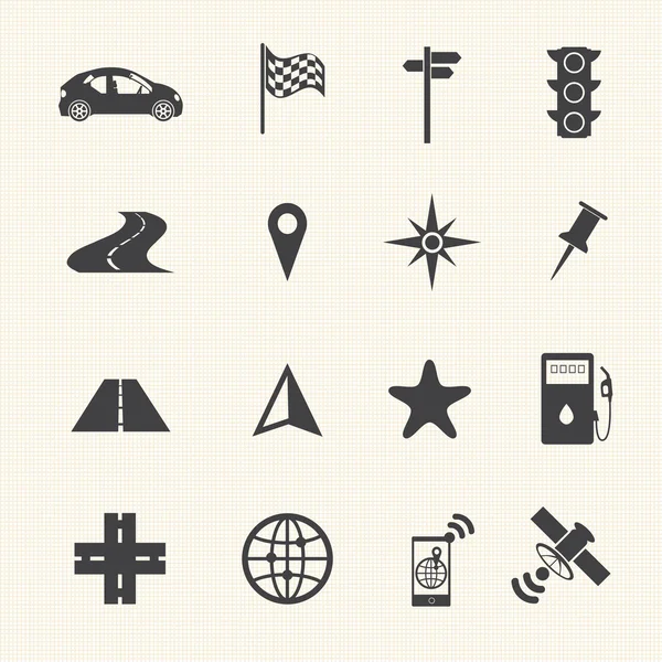 Iconos de navegación establecidos en el fondo de textura. Vector — Vector de stock