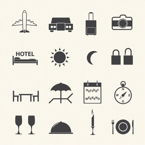 Travel icons set on texture background — Stock Vector