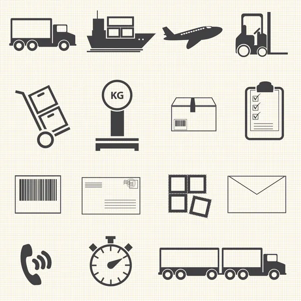 Logistyczne i wysyłka zestaw na tekstura tło ikon — Wektor stockowy