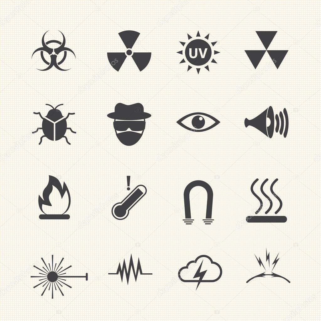 Symbols danger icons set. Vector