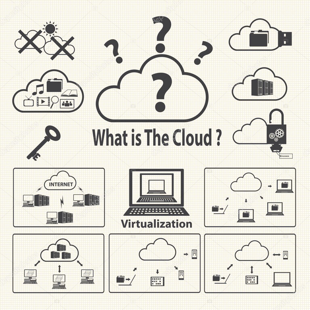 Cloud computing and Data management icons set. Vector