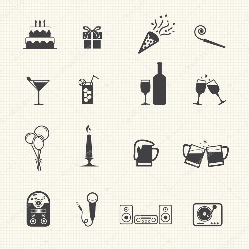 Birthday party icons.