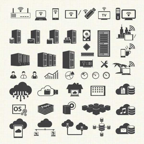 Icônes sans fil et Cloud Computing — Image vectorielle