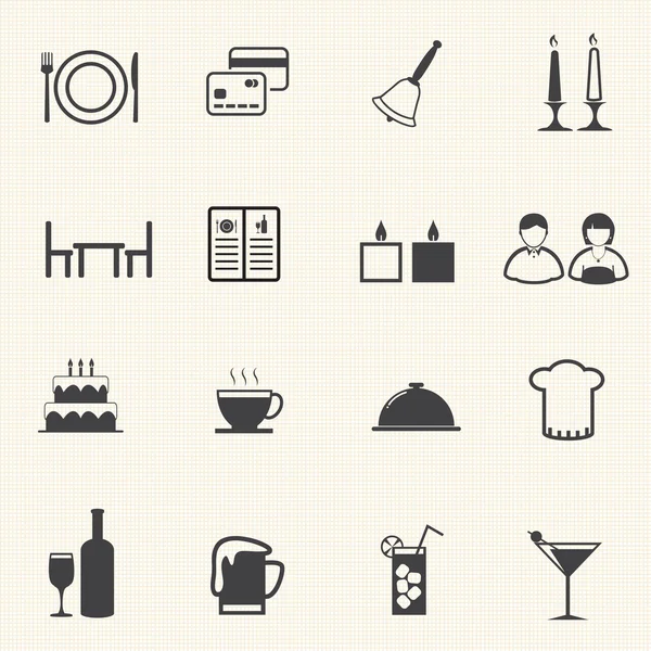 Mat och restaurang ikoner set. — Stock vektor