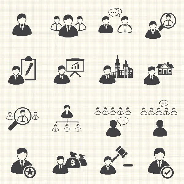 Concept de leadership, Ensemble d'icônes de gestion d'entreprise — Image vectorielle