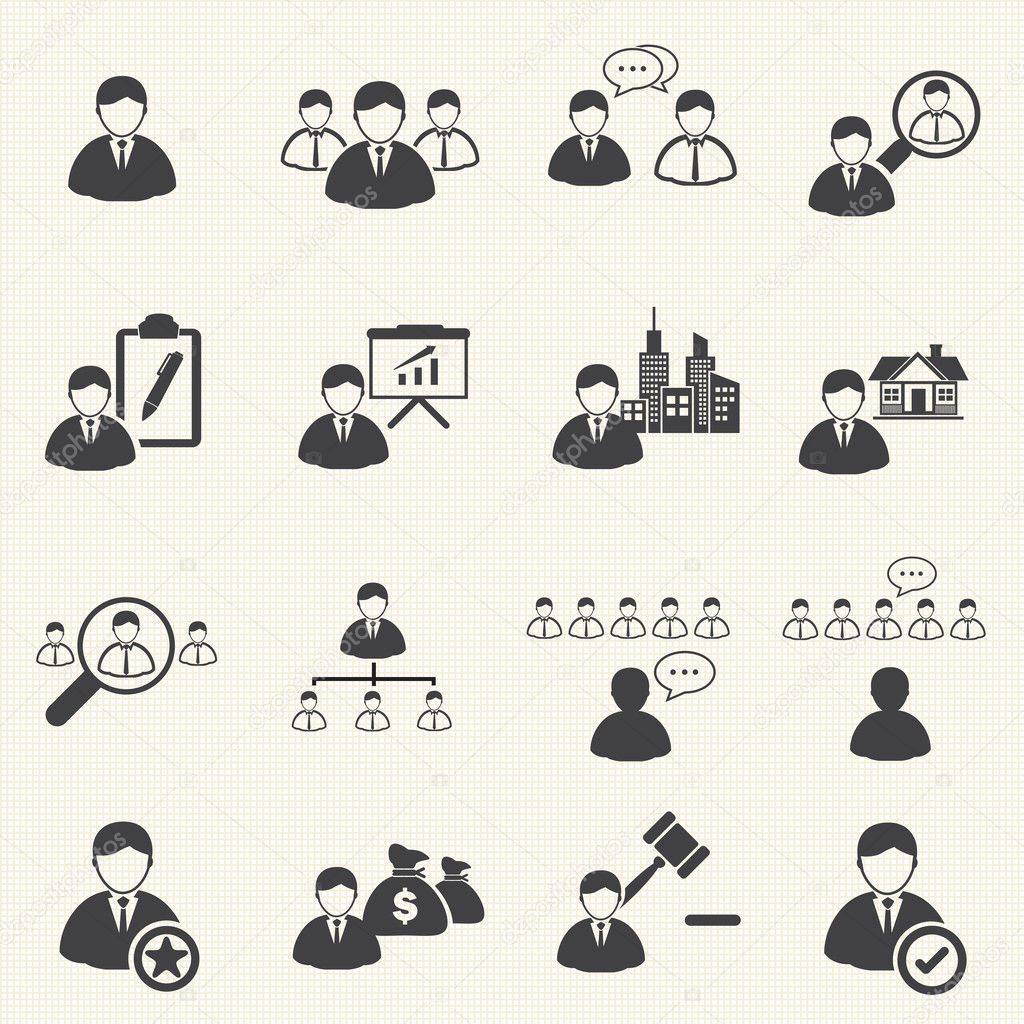 Leadership concept , Business management icons set
