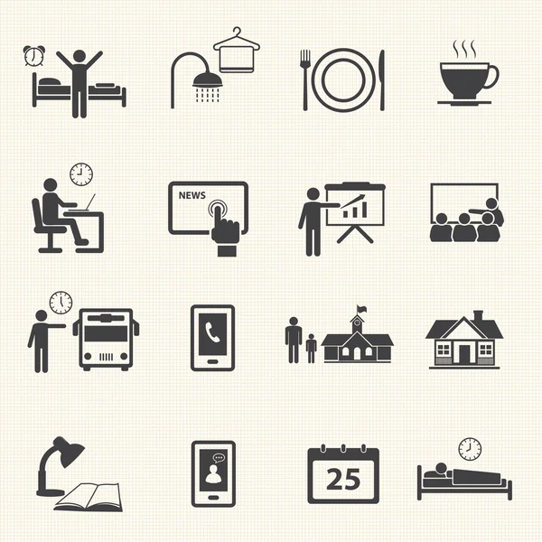 Man Daily Routine Icons — Stock Vector