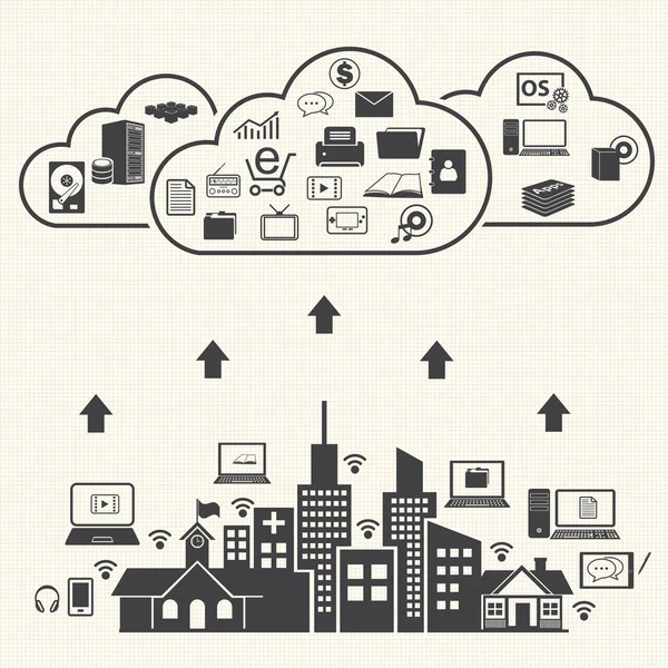 Cloud computing et gestion des données Concept — Image vectorielle