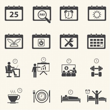 doku arka plan ile iş zaman ve takvim Icons set.