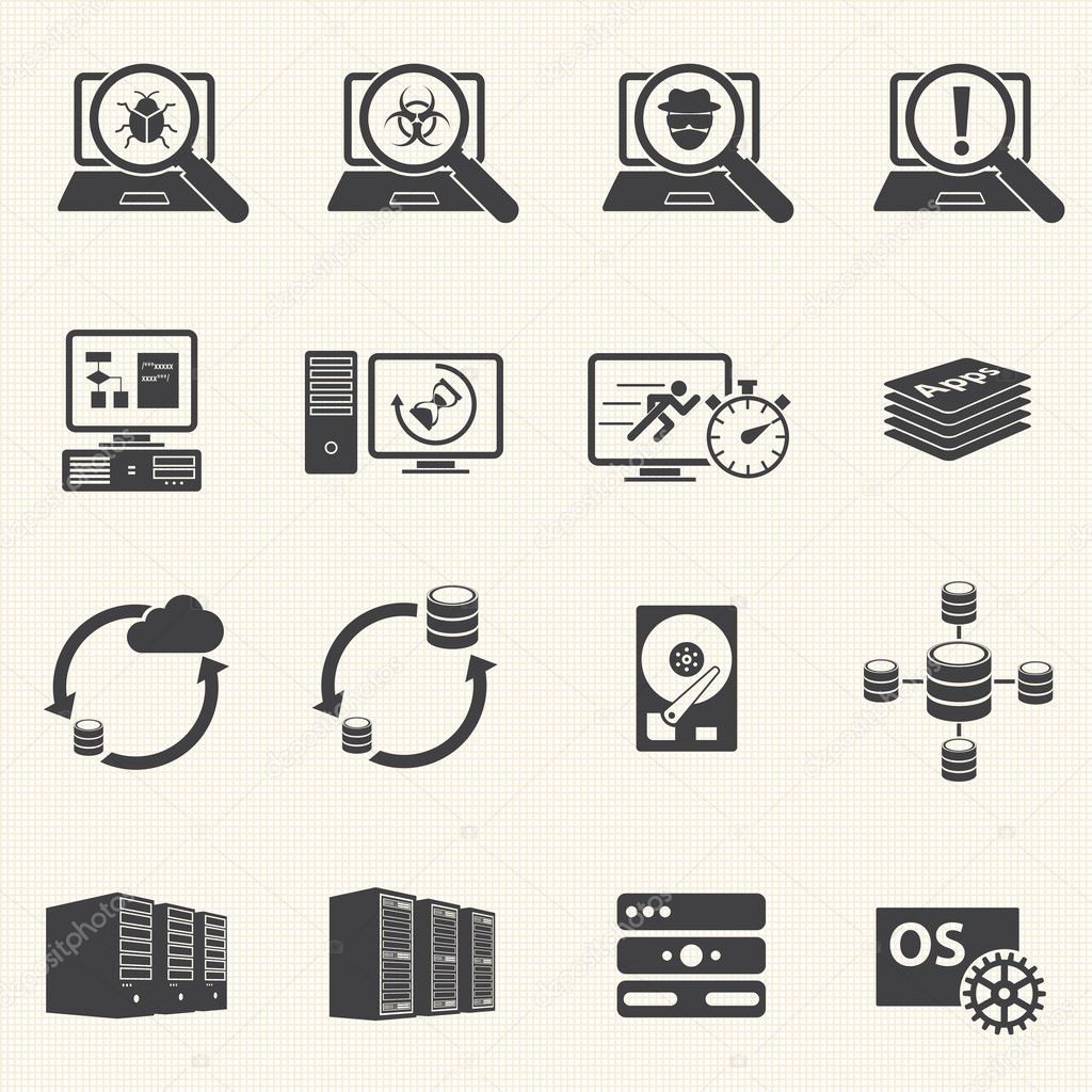 Programmer software development and Database management icons