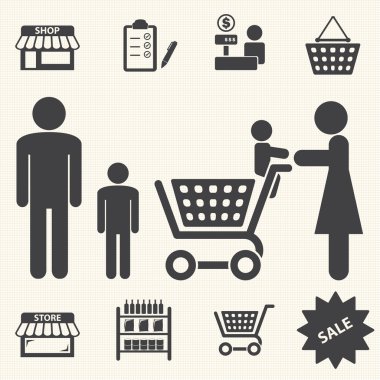 Alışveriş Merkezi ve teslimat simgeler doku arka plan ayarla