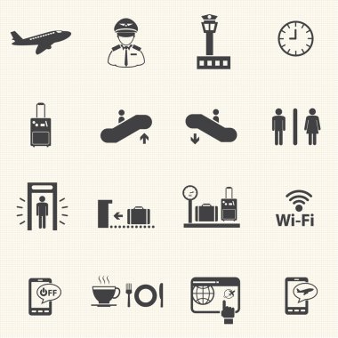 Airport icons set. Vector clipart