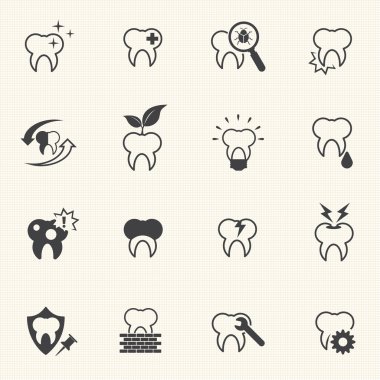 diş, diş Icons set vektör.