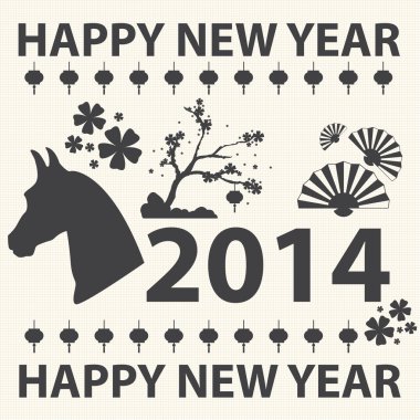 Çin yeni yılı. Yılın atı. Vector Icons set.