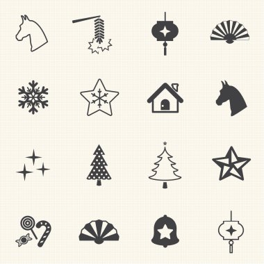 doku kökenli Noel ve yeni yıl simgeler. vektör Icon set.