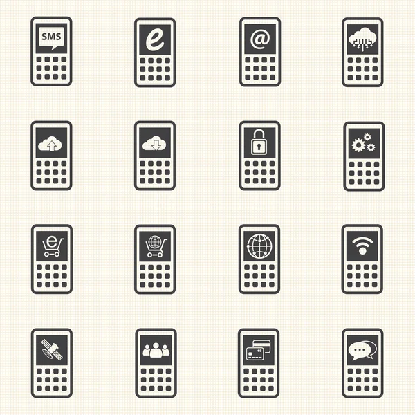 Urządzenia mobilne i sieci zestaw ikon. wektor — Wektor stockowy