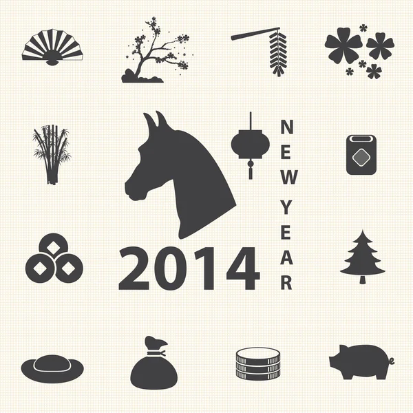 Chinese new year. year of the horse. Vector icons set. — Stock Vector