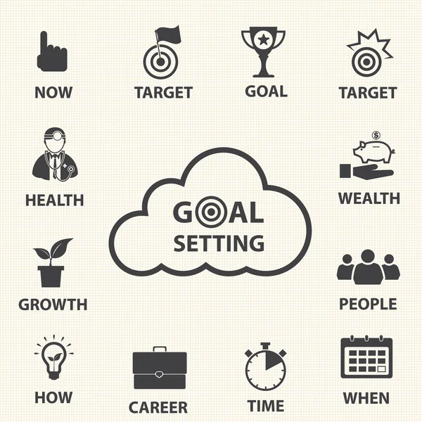 Smart goal setting. Vector icons set. — Stock Vector